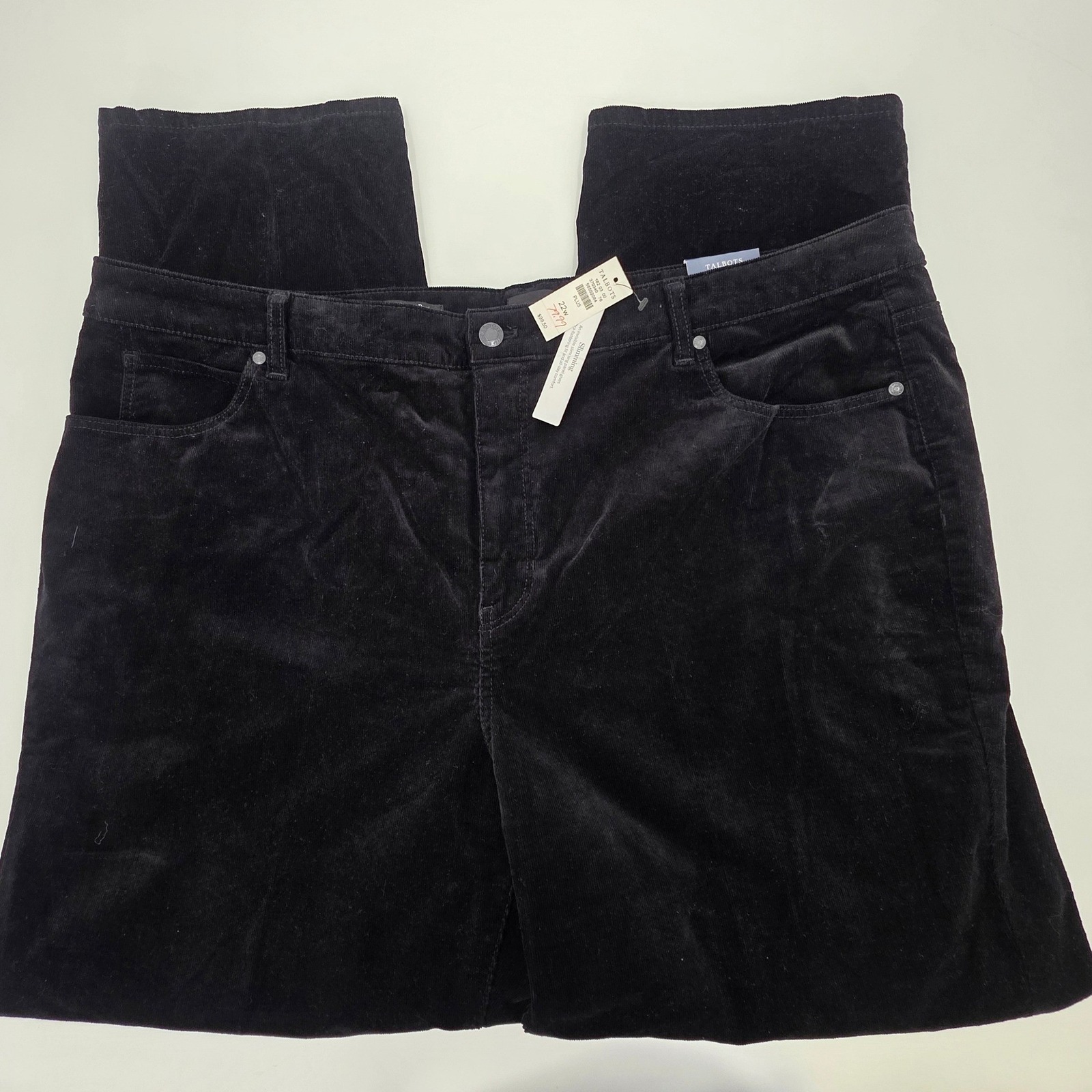 Talbots Corduroy Straight Leg Pant Womens Size 22w Black Slimming High Waist Nwt